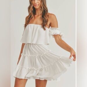 Mable Elegant Cream Ruffled Dress